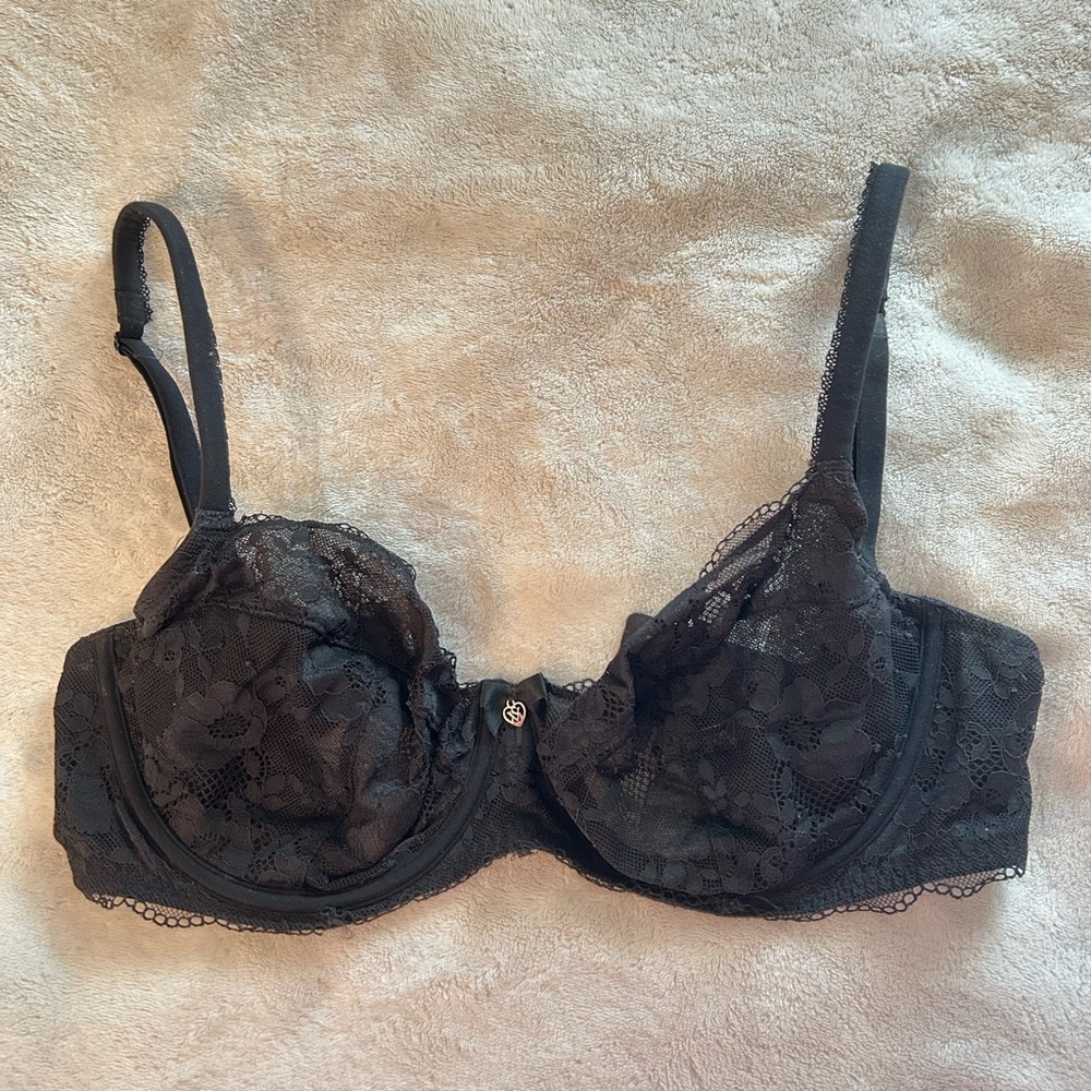 Victoria's Secret Black Floral Lace Unlined Bra